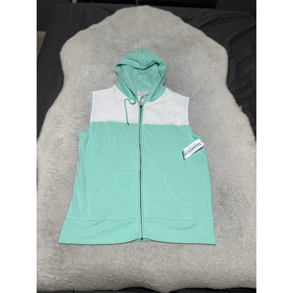 New Boxercraft V30 Ladies Rival Sleeveless Vest Hoodie Mint White Zip Size Small